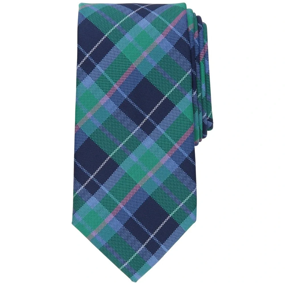 Club Room Mens Tie OS Mint Wheaton Plaid Classic Quiet Luxury Necktie NWT